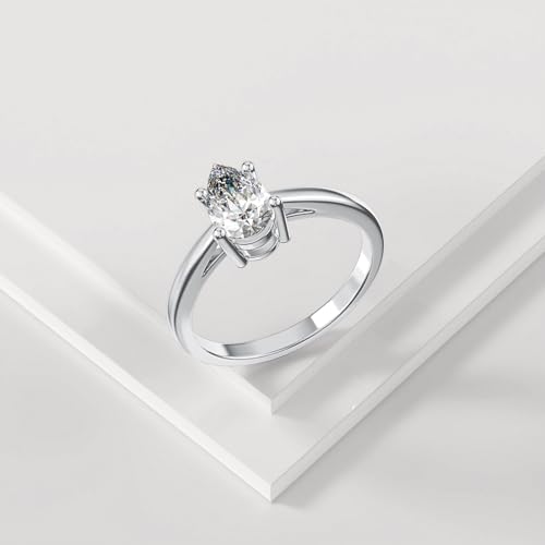 IGI Certified Personalized 10k 14k 18k Solid Gold/925 Sterling Silver Pear-Shaped Rings for Women Personalized Wife Moissanite Ring Customized Engagement Wedding Rings with Lab Grown Diamond and Names for Couple Wife3