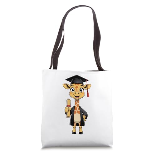 Bolso tote con diseño de jirafa graduada y diploma miniatura 1