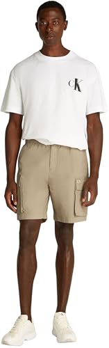 Calvin Klein Herren Cargo Shorts Washed mit Gummizug, Beige (Stone Gray), 30W – Ansicht 7