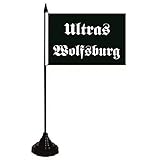100 % Polyester U24 Tischflagge Ultras Wolfsburg Fahne Flagge Tischfahne 10 x 15 cm