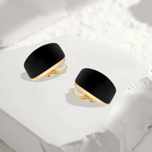 Gold Plated Cute Square Clip On Earrings, Hypoallergenic Non Pierced Clips Invisible Women's Clip On Earrings4