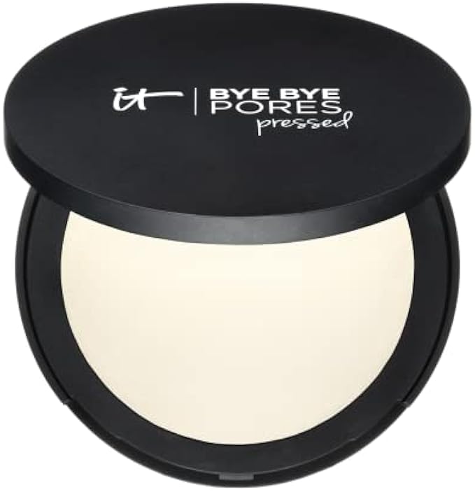 IT Cosmetics Bye Bye Pores Pressed Finishing Powder - Universal Shades - Contains Anti-Aging Peptides, Hydrolyzed Collagen & Antioxidants - 0.31 oz