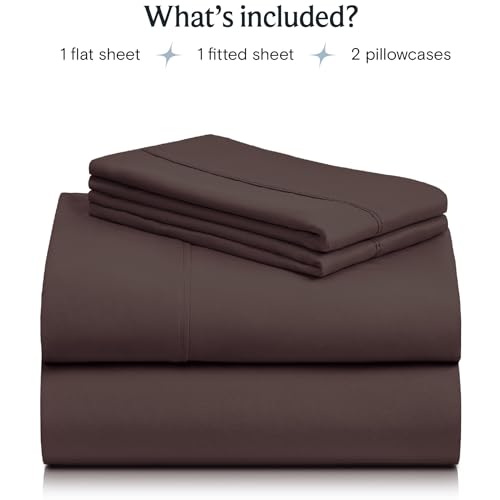 Image of LuxClub 4 PC Sheet Sheets Deep Pockets 18 inch Eco Friendly Wrinkle Free-Kids-Fitted Sheets Machine Washable Hotel Bedding Silky Soft - Brown Twin