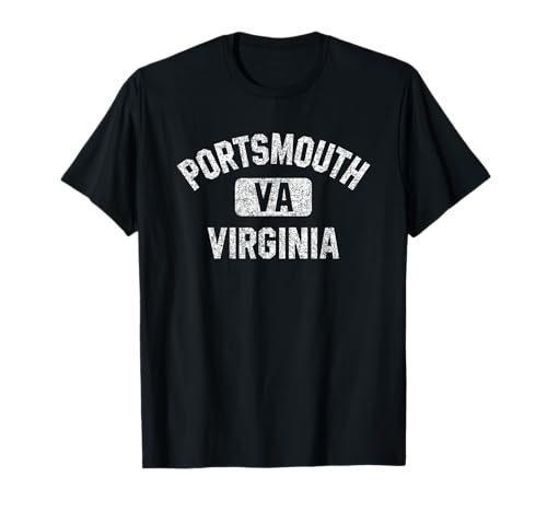 Portsmouth Virginia Gym Style Distressed White Print T-Shirt