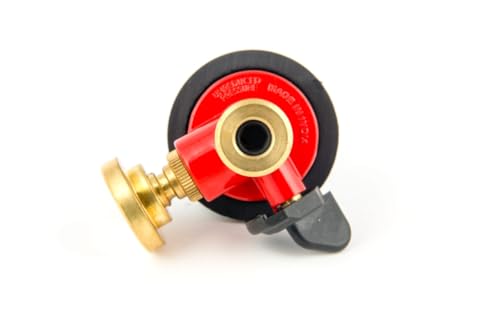 Image of Skewed Gas Safety Device with Auto Cut-Off | Gas Leakage Detector for LPG Cylinder | Automatic Gas Regulator Safety Valve for Home Kitchen (Red)