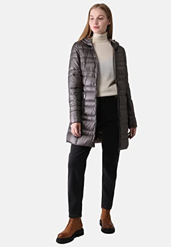 ppep. leichter Steppmantel mit Kapuze für Damen, chocolate taupe, Größe 42