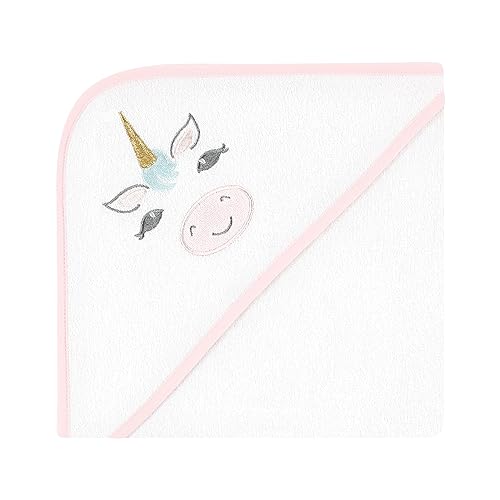 Image of Hudson Baby Unisex Baby Animal Hooded Towel 3pk and 15 Washcloths, Unicorn, One Size