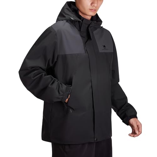 Image of CAMEL CROWN Men's Waterproof Jacket Rain Coat Windbreaker Hooded for Outdoor Hiking Climbing Traveling