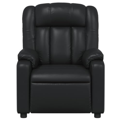 Fauteuil de relaxation en similicuir noir avec repose-pieds rétractable - 4