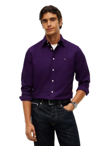 Image of Tommy Hilfiger Men's Long Sleeve Oxford Shirts in Regular Fit, Men's Button Down Shirts, Also Available in Big and Tall