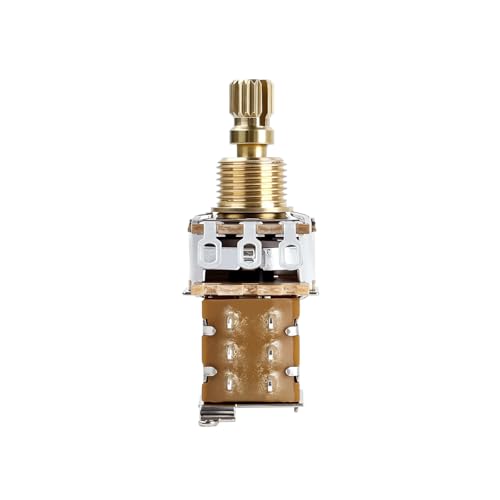 Image of Banworks Full Brass A250K Imperial 3 /8 inch Thread Push Push Guitar Pots 18-Spline Split Short Shaft (15mm Length) Audio Taper Potentiometers for Fender Strat /Tele Gibson Les Paul LP /SG PRS JT /XNQ-06