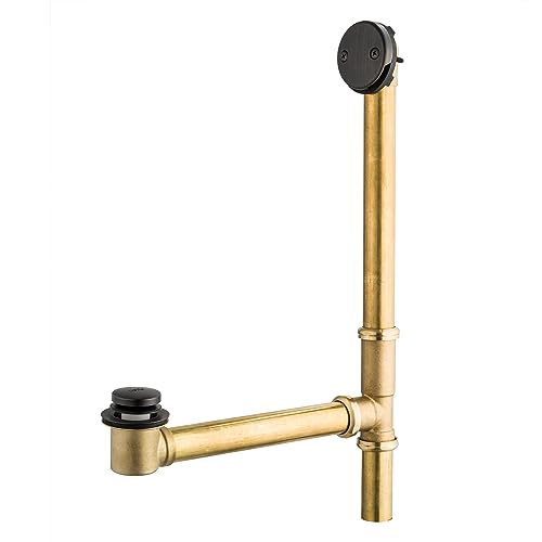 Artiwell 1-1/2" Brass Tubular Bath Drain Kit with Tip-Toe Bath Drain Stopper, Touch-Toe Tub Drain, Tip Toe Bathtub Drain Waste and Overflow With Plug and Bathtub Overflow Drain Cover,Oil Rubbed Bronze