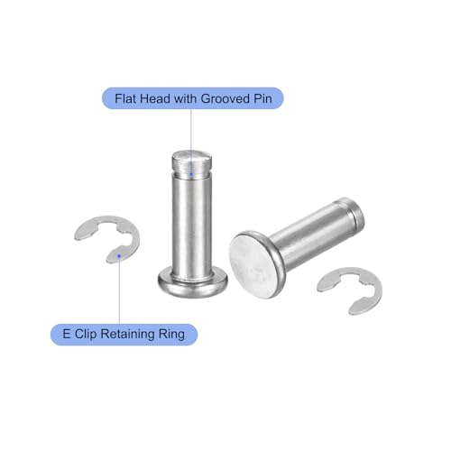 QUARKZMAN 5er Set M6x18mm 304 Edelstahl Zylindrischer Wellensicherungsstift, Flachkopf gerillter Scharnierzylinder-Positionsstift mit E-Clip Sicherungsring, Silber