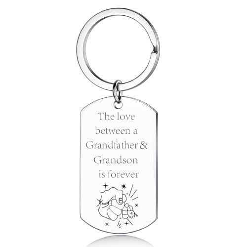 MADHAHEFU Regalos para abuelo de parte de nieto, regalo de cumpleaños, llavero de abuelo, nieto, regalo de Navidad para el día del padre, plata, Taille unique