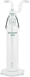 Chemglass CG-1114-14 Series CG-1114 Gas Washing Bottle, Tall Form, Coarse Frit, 250 mL
