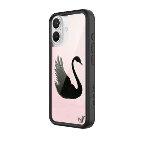 Image of Wildflower Cases - Compatible with iPhone 16 | Protective Black Bumper, 6.5ft Drop Test Certified, Women Owned Small Business | Pink Art Aesthetic Dainty Trendy Cute | Black Swan