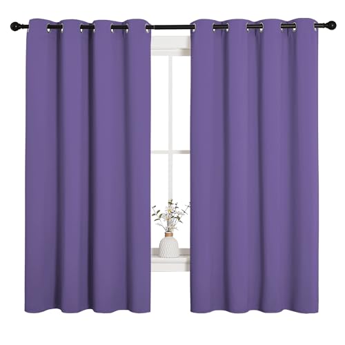 Image of NICETOWN Bedroom Curtain Panels Blackout Draperies, Thermal Insulated Solid Grommet Blackout Curtains /Drapes (Lilac Purple, 1 Pair, 55 by 68-inch)