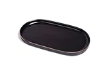 Ceramic Jewelry Dish, Perfume Vanity Tray, 7x4 Decorative Catch All Bowl for Trinket Key Ring, Small Bathroom Counter Tray, Soap Tray for Kitchen Sink (Black)