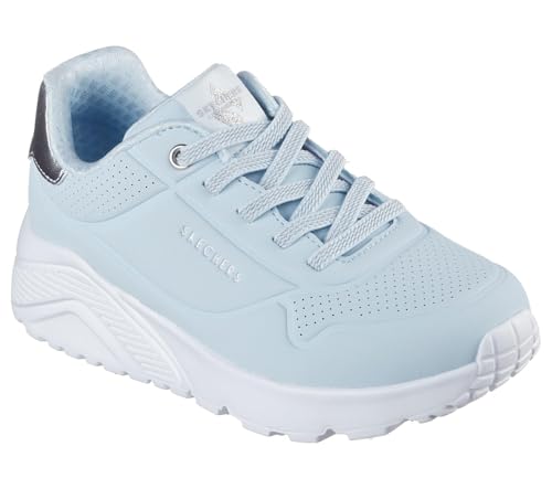Skechers Bambine e Ragazze Uno Lite Sneaker, Light Blue Synthetic/Silver Trim, 29 EU