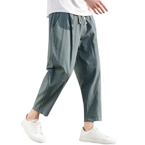 Mens Plus Size Casual Straight Leg Pants Ankle Length Slim Fit Lounge Streetwear Harem Trousers