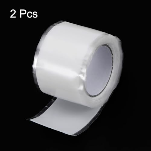 Image of HARFINGTON 2 Rolls Self Fusing Silicone Tape 1 inch x 3ft x 0.02 inch Waterproof Sealing Plumbing Rubber Tape for Water Pipe Hose Leak Silicone Grip Repair Seal, White