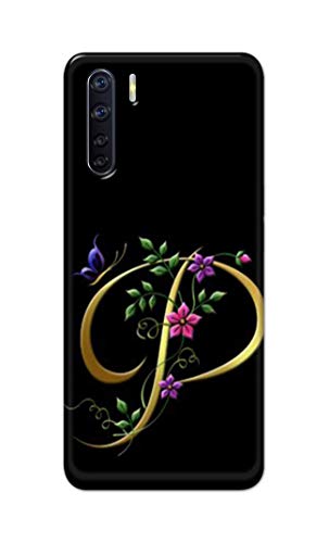 Image of Printed Hard Back Cover Case for Oppo F15 | Oppo F15s | Oppo A91 | Oppo Reno 3 4G Back Cover (Alphabet P) -1803