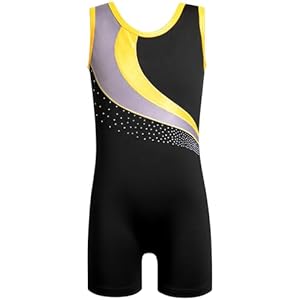 HOZIY Leotards for Girls Gymnastics Kids Children Biketard Snowflake Ribbon Blue Purple Hot Pink Sparkle 3-4T Gold Rhinestone Fall