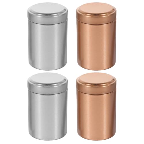Ciieeo Pot De Thé Hermétique En Fer Blanc 4 Pièces 6.8X4.5X4.5 Cm Boîte À Thé Portable Pour Feuilles De En Vrac Rangement Polyvalent Cuisine