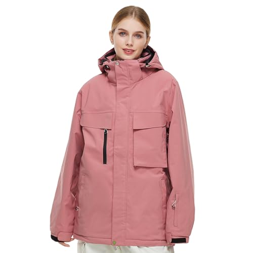GS SNOWING Women's Ski Jackets Men's Snow Jacket Windproof Waterproof Warm Winter Coat Snowboarding Insulated Jacket with Hooded Red M