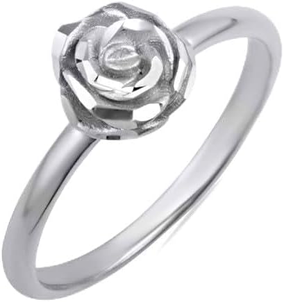 Sparkle Cut Rose Flower Fine Ring Real Solid 10K Gold