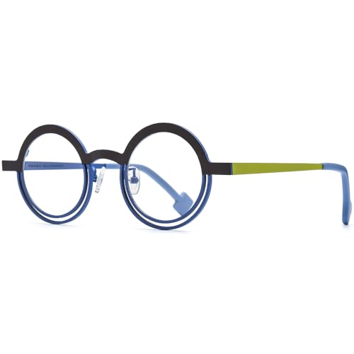 Image of FONEX Colorful Pure Titanium Glasses Frame Women Retro Round Eyeglasses