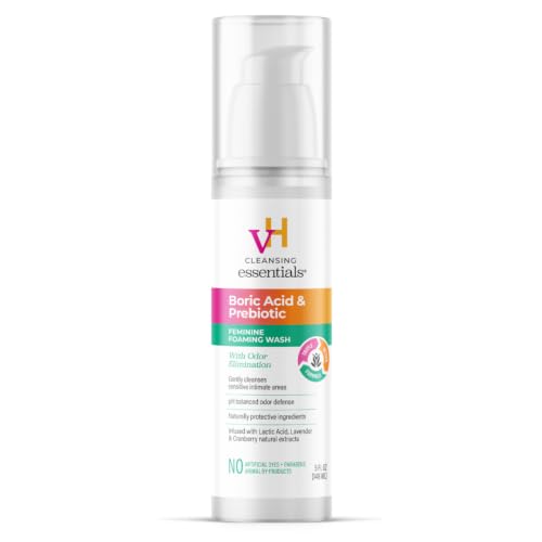 Image of vH Essentials Feminine Foaming Wash with Boric Acid and Prebiotics, Odor Eliminating pH-Balanced Daily Cleanser with Lavender and Chamomile, 5 fl oz