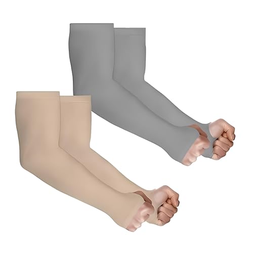 Image of PulGos Combo - UV Protection Arm Sleeves for Men & Women with Thumb Hole | UPF 50 Sun Protection Sleeves for Cricket, Cycling, Running & Bike Riding | Breathable & Cooling Fabric for All-Day Comfort