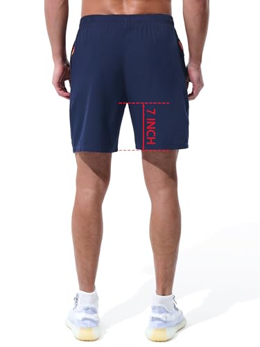 Mens Athletic Shorts Running Shorts Quick Dry Workout Shorts 7"/ 9" Lightweight Gym Basketball Shorts Zipper Pockets