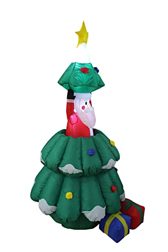 5 Foot Animated Christmas Inflatable Santa Claus Rising from Christmas Tree Yard Decoration