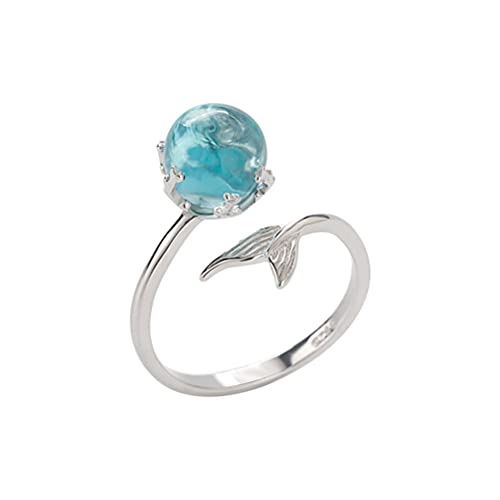 CeFoney Anillo de sirena, anillo de dedo ajustable, anillos abiertos de sirena, anillos de...