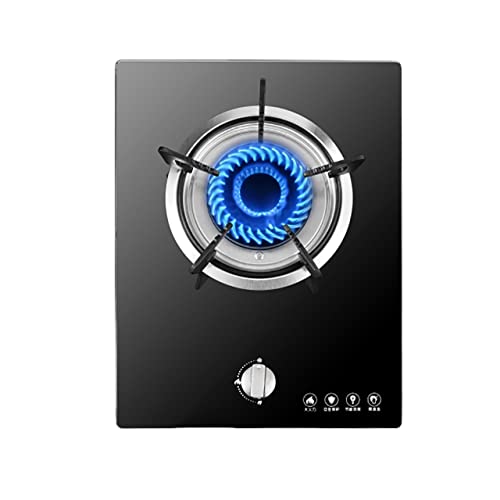 Placa de Gas, Encimera de Gas, Cocina de Gas de 33 cm empotrada con Placa de cocción de Vidrio Templado Negro y Soportes de Hierro Fundido.