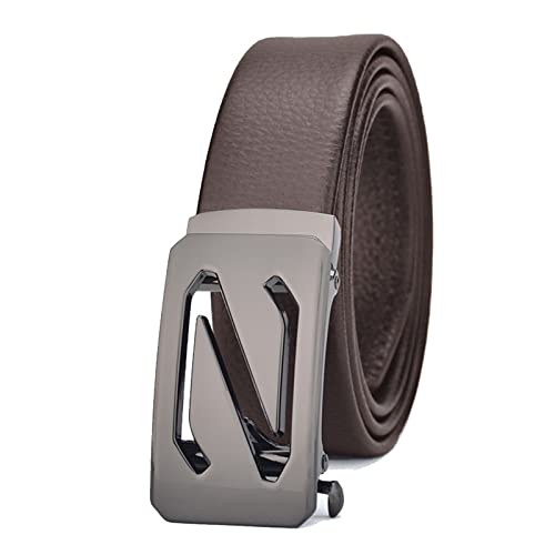 Ceintures Hommes Ceinture Coulissante Lettre Z Boucle Automatique Ceinture En Cuir De Vache Accessoires Pour Jeans Pantalon Daily(Color:brown,Size:120cm) Cover