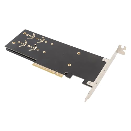 Yunir Dual M.2 NVMe to PCIe 4.0 x8 Adapter Card, SSD Expansion Card with Aluminum Heatsink, Requires PCIe Bifurcation Support