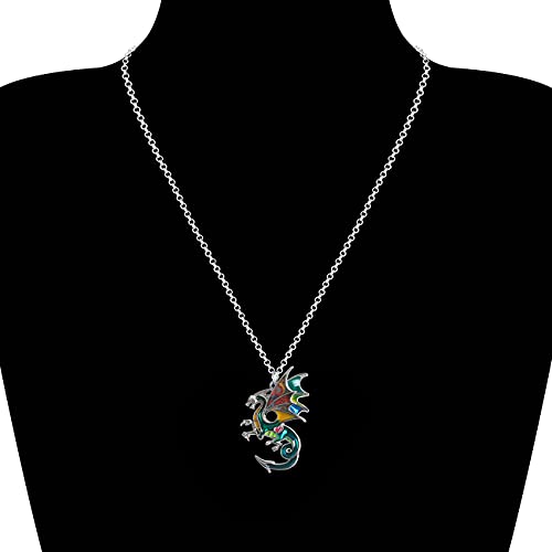 Enamel Alloy Dragon Necklace Fantasy Dinosaur Pendant Fashion Jewelry for Women Charm Gift2