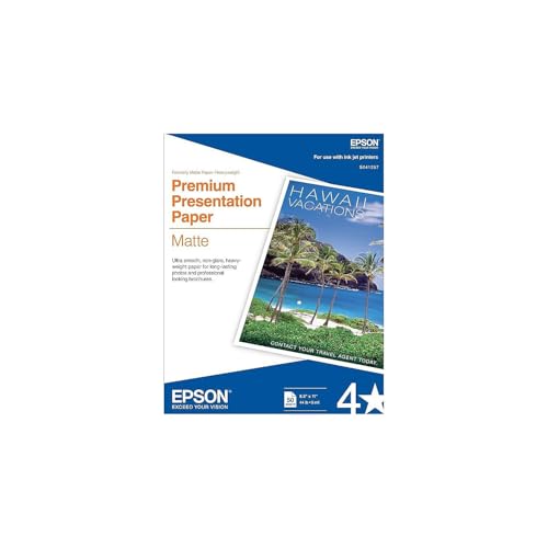 Epson Heavyweight 8.5x11 Matte Paper, 50 Sheets (S041257),