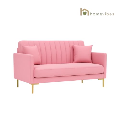 Image of 3+2 Seater Velum Fabric Sofa Set for Living Room, Modern Design with High Density Foam, Solid Wood Frame, Ergonomic Comfortable Seating for Home & Office (Baby Pink, 3+2 Seater) | Soft foam comfort, Strong wood frame