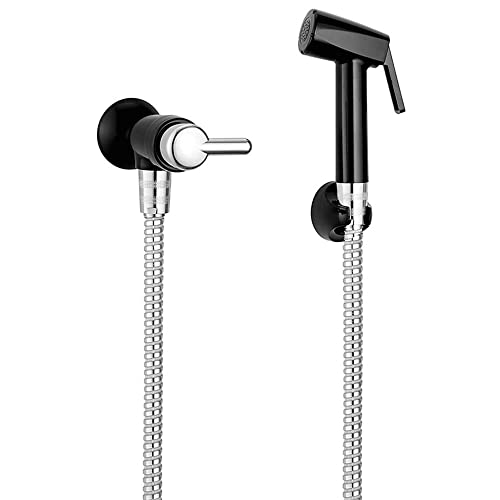 Ducha Higiênica Flexível 1,20 Metros Preta E Cromada