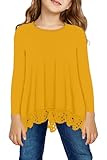 storeofbaby T-Shirt for Girl Tween Trendy Lace Trim Tops Casual Long Sleeve Blouse