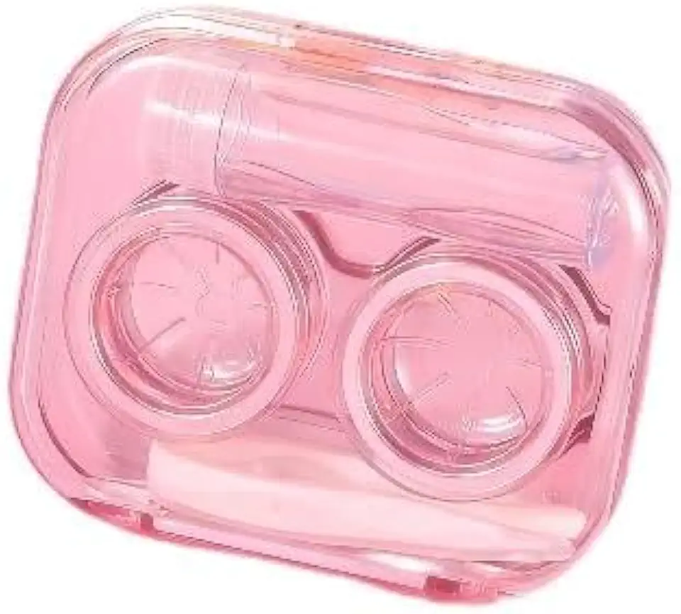 Pacote com 2 lindos conjuntos de estojo de lentes de contato, essenciais de viagem transparentes com kit de ferramentas removedoras e frasco de solução, caixa de armazenamento de lentes de contato