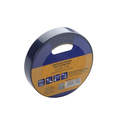 Zarivy Cinta de pintor 24mm x 25m, adhesivo de baja adherencia, ideal para enmascarar y proteger superficies al pintar.