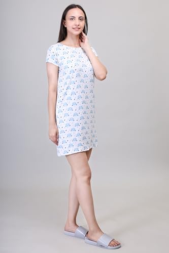 Image of CAMEY Printed Knee Length Nighty|Loungewear|Nightwear|Sleepwear|Home Wear Short Nighty for Women