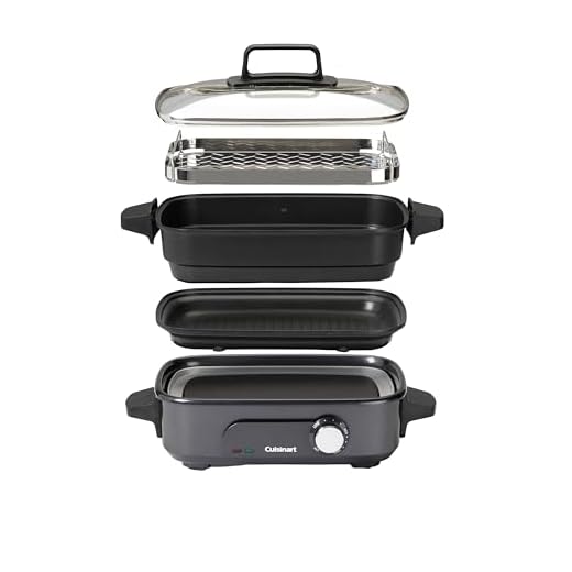 Cuisinart Cooking Olla multifunción 5 en 1 Cocina a la parrilla, a fuego lento y al vapor, también puedes hervir, saltear, guisar y asar, antiadherente, compacto y ligero, fácil de limpiar, GRMC3E