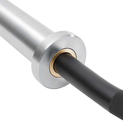 Philosophy Gym 47\" Super Curl Olympic Barbell -9.5KG 28mm Grip 400LB Capacity 4 Needle Bearing 2\" Weightlifting Bar - Thumbnail 6