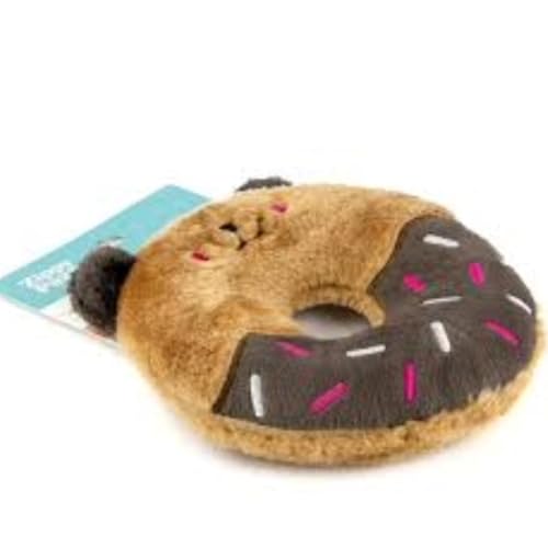 ZippyPaws Donutz Buddies – Bär | Quietschendes Hundespielzeug in Donut-Form | Langlebiges, weiches Plüschspielzeug ohne Füllung | Perfekt für Hunde zum Spielen, Kauen und Kuscheln